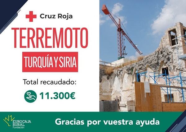 Fundación Eurocaja Rural recauda 11.300 euros para Cruz Roja con la finalidad de paliar los efectos del terremoto de Turquía y Siria